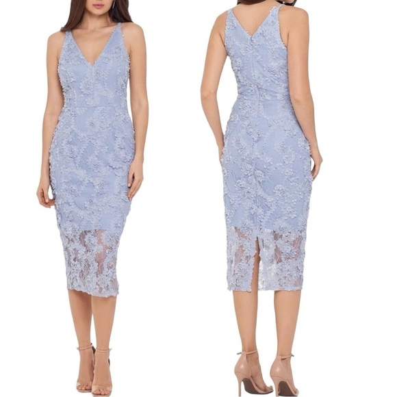 Aqua Dresses & Skirts - NWT AQUA Bloomingdale's Bluen Floral Lace Sheath Overlay Midi Dress Size 10